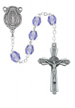 6MM PERIWINKLE AND SILVER OXIDIZED ROSARY