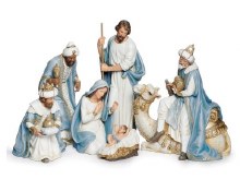 6 PIECE KINGS NATIVITY BLUE 9.25"