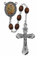 BROWN BEAD ST MICHAEL ROSARY