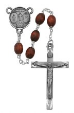 BROWN WOOD OVAL ROSARY