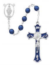 7MM RF BLUE METALLIC ROSARY