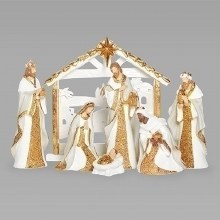 GOLD & WHITE 7PC NATIVITY SET