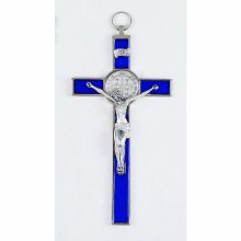 ST BENEDICT BLUE ENAMEL CRUCIFIX