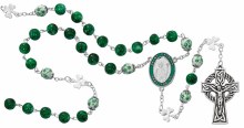 8MM GREEN MARBLE IRISH ROSARY