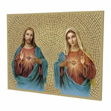 THE SACRED HEARTS WOOD MOSAIC PLAQUE 8"X10"