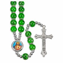 GREEN MARBLEIZED BEAD ROSARY