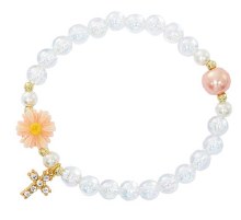 6MM AB CRYSTAL W/ PEACH FLOWER BRACELET