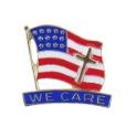 AMERICAN FLAG WITH CROSS PIN