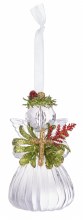 CRYSTAL ANGEL WITH CROSS AND MISTELTOE