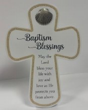 BAPTISM BLESSING WHITE AND GOLD CROSS