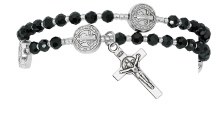 ST BENEDICT BLACK BEAD TWIST ROSARY BRACELET