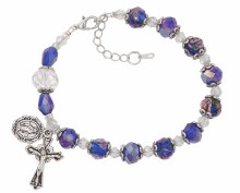 BLUE CRYSTAL FLOWER ROSARY BRACELET