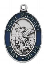 STERLING SILVER ST. MICHAEL MEDAL WITH 24'' CHAIN