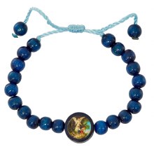 GUARDIAN ANGEL BLUE WOOD CORDED BRACELET