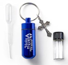 BLUE HOLY WATER VIAL KEYCHAIN