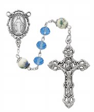 BLUE MIRACULOUS CERAMIC ROSARY 8MM