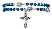 BLUE MIRACULOUS TWIST ROSARY BRACELET