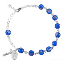 BLUE ROSEBUD CZECH GLASS BEAD