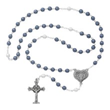 BLUE/WHITE PEARL ROSARY