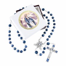 MIRACULOUS BLUE WOOD BEAD ROSARY