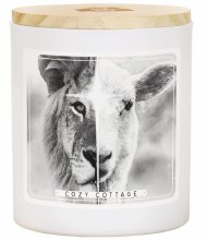 COZY COTTAGE BLACK&WHITE LION AND LAMB CANDLE