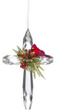 CARDINAL CROSS MISTL ORN