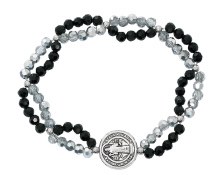 ST BENEDICT CRYSTAL/BLACK STRETCH BRACELET