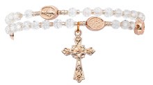 CRYSTAL/ROSE GOLD TWIST ROSARY BRACELET