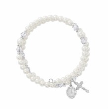 CRYSTAL AND PEARL ROSARY BRACELET