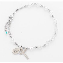 CRYSTAL WITH STERLING SILVER ROSARY BRACELET