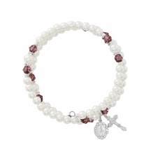 DARK AMETHYST AND PEARL ROSARY WRAP BRACELET
