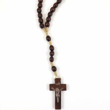 BROWN ROSARY ON CORD