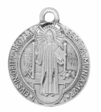 PEWTER ST BENEDICT MEDAL W/24" CHAIN