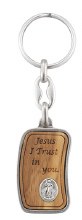 DIVINE MERCY WOOD INSET KEY CHAIN