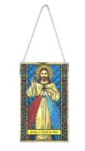 DIVINE MERCY RECT STAINED GLASS