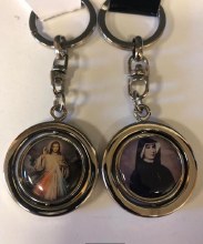 DIVINE MERCY & ST FAUSTINA SPINNING KEY CHAIN