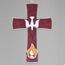 CONFIRMATION WALL CROSS WITH DOVE AND FLAME ICONS