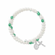 EMERALD AND PEARL FULL ROSARY WRAP BRACELET