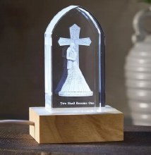ETCHED GLASS LIGHTED STAND