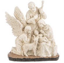 FAUX WOODCUT NATIVITY WHITE