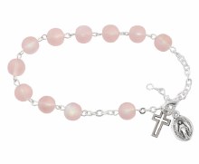 FROSTED PINK AB ROSARY BRACELET