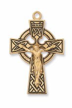 GOLD OVER STERLING CELTIC CRUCIFIX