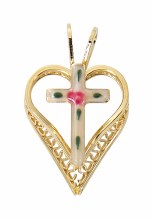 GOLD OVER STERLING SILVER CROSS HEART
