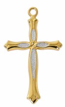 GOLD OVER STERLING SILVER TWO TONE CROSS WITH 18'' CHAIN
