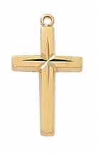 GOLD OVER STERLING SILVER CROSS WITH ETCHED CENTER WITH 16-18' CHAIN