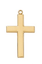 GOLD OVER STERLING SILVER CROSS WITH 24'' GOLD OVER BRASS CHAIN