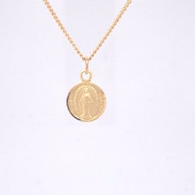 GOLD OVER STERLING SILVER MIRACULOUS MEDAL WITH 16-18'' GOLD OVER BRASS CHAIN