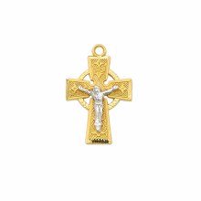 GOLD OVER STERLING CELTIC CRUCIFIX