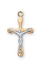 GOLD OVER STERLING TOW TONE CRUCIFIX