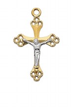 TWO TONE GOLD OVER STERLING CRUCIFIX